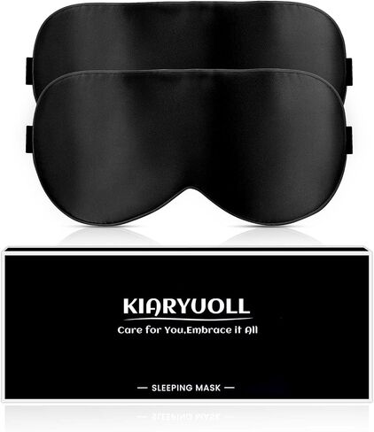 Silk Sleep Mask, 2 Count (Pack of 1) 100% Mulberry Silk Fabric with Adjustable Strap for Sleeping, Light Blocking Gifts in Saudi Arabia