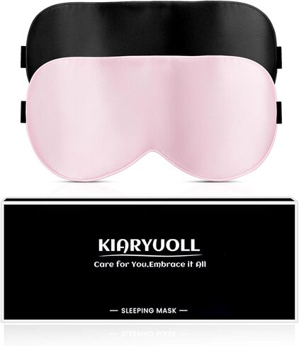 Silk Sleep Mask, 2 Count (Pack of 1) 100% Mulberry Silk Fabric with Adjustable Strap for Sleeping, Light Blocking Gifts in Saudi Arabia