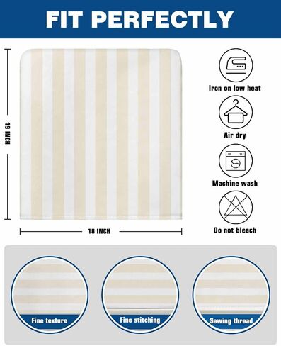 Cream Striped Chair Covers Set of 4 for Dining Room, Cream White Stripes Chair Back Cover, Modern Farmhouse Removable Kitchen Chair Slipcovers Seat Protector for Party Banquet Decorations in Saudi Arabia