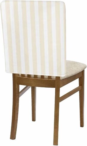 Cream Striped Chair Covers Set of 4 for Dining Room, Cream White Stripes Chair Back Cover, Modern Farmhouse Removable Kitchen Chair Slipcovers Seat Protector for Party Banquet Decorations in Saudi Arabia