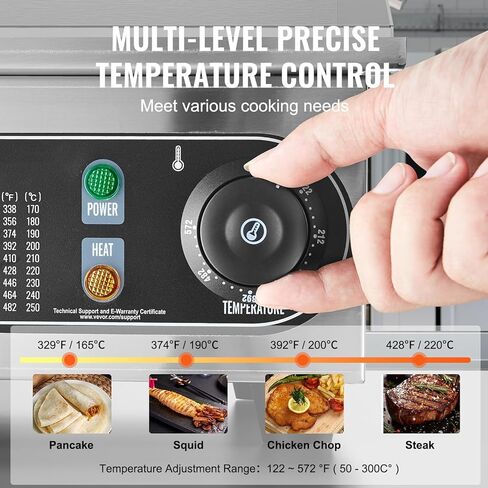 VEVOR Commercial Electric Griddle, 2800W Countertop Flat Top Grill, 122℉-572 ℉ Adjustable Temp, 28.74 x 15.75 x 0.39in Stainless Steel Griddle Grill with 2 Shovels and 2 Brushes for Home or Restaurant in Saudi Arabia