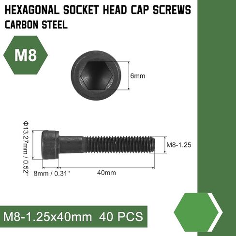 uxcell Hex Socket Bolts (M3-0.5x45), Grade 12.9 Carbon Steel Hex Socket Drive Screws, Black, 30 Pcs in Saudi Arabia