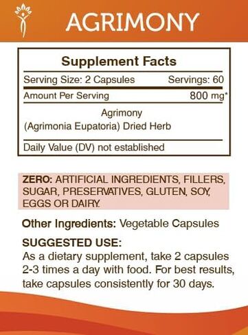 Secrets of the Tribe Agrimony 60 Capsules, 800 mg, Agrimony (Agrimonia Eupatoria) Dried Herb (60 Capsules) in Kuwait