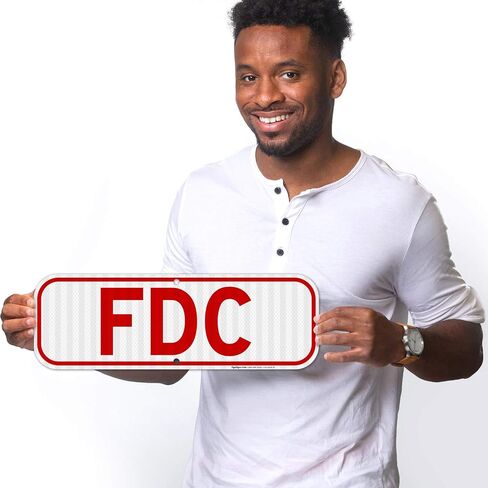لافتات Sigo، علامة FDC، لافتة اتصال قسم الإطفاء، 6 × 12 بوصة، خالية من الصدأ .040 ألومنيوم، مقاومة للبهتان، صنع في الولايات المتحدة الأمريكية in Saudi Arabia