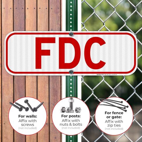 لافتات Sigo، علامة FDC، لافتة اتصال قسم الإطفاء، 6 × 12 بوصة، خالية من الصدأ .040 ألومنيوم، مقاومة للبهتان، صنع في الولايات المتحدة الأمريكية in Saudi Arabia
