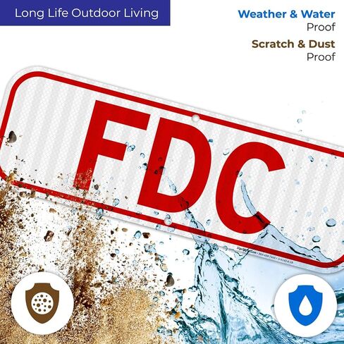 لافتات Sigo، علامة FDC، لافتة اتصال قسم الإطفاء، 6 × 12 بوصة، خالية من الصدأ .040 ألومنيوم، مقاومة للبهتان، صنع في الولايات المتحدة الأمريكية in Saudi Arabia