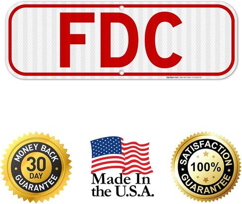 لافتات Sigo، علامة FDC، لافتة اتصال قسم الإطفاء، 6 × 12 بوصة، خالية من الصدأ .040 ألومنيوم، مقاومة للبهتان، صنع في الولايات المتحدة الأمريكية in Saudi Arabia