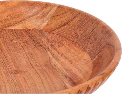 Wooden Fruits Bowl Acacia Wood Bowl Adds Rustic Charm to Kitchen Counters or Serves as a Decorative Pedestal Bowl for Table Centerpieces (11.75"x11.75"x4.25" Inches) Natural and Rustic Design. in Saudi Arabia