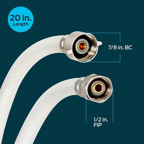 Eastman 20 Inch Flexible Toilet Connector, PVC Supply Hose Line with 7/8 Inch Ballcock Nuts, 1/2 Inch FIP, 48960 in Saudi Arabia