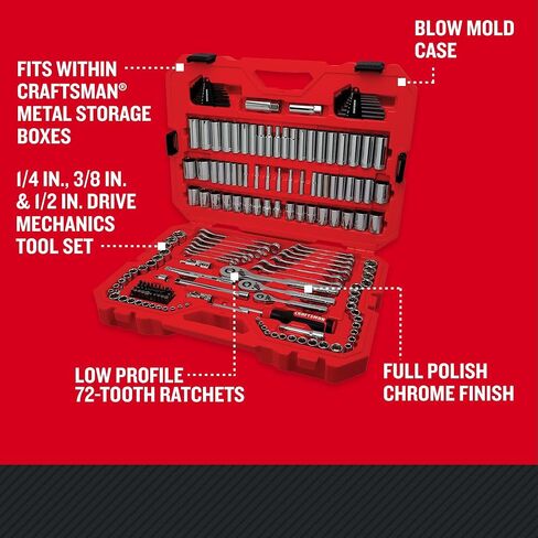 CRAFTSMAN Mechanics Tool Set, 1/4 and 3/8 Inch Drive, 189 Piece (CMMT12134) in Saudi Arabia