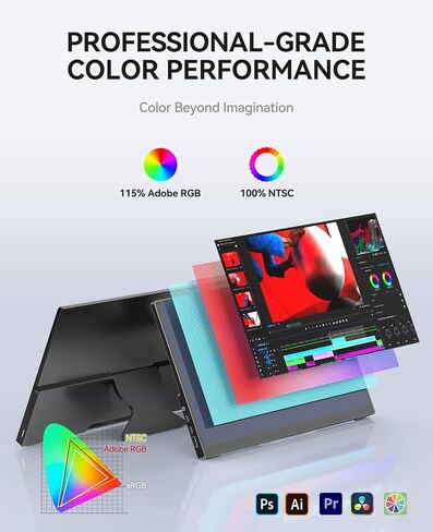 Portable Monitor 15.6'' 4K 3840x2160 UHD Metal Frame,Travel Gaming Monitor with Kickstand& Dual Speaker,USB C, HDMI Plug&Play for Laptop,PC, MAC,Phone,Xbox,PS4/5,Switch,Pi in Saudi Arabia