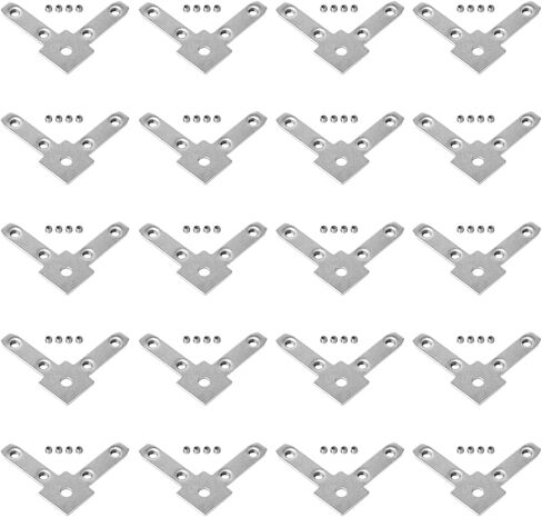 20 حزمة 2020 سلسلة 90 درجة زاوية T صامولة على شكل حرف L داخل موصل اللوحة المسطحة، 3 طرق دعامة زاوية طرفية فولاذية لفتحة T من الألومنيوم، تثبيت القضبان الخطية المخفية على شكل حرف C in Kuwait