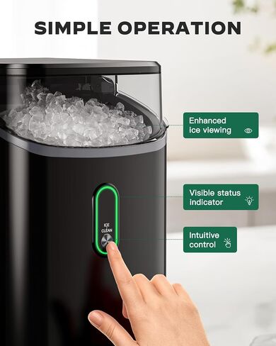 Ice Maker Machine for Countertop, 9 Ice Cubes Ready in 6 Minutes, 26lbs in 24Hrs Portable Ice Maker Machine Self-Cleaning, 2 Sizes of Bullet-Shaped Ice for Home Kitchen Office Bar Party in Saudi Arabia