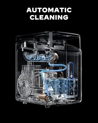 Ice Maker Machine for Countertop, 9 Ice Cubes Ready in 6 Minutes, 26lbs in 24Hrs Portable Ice Maker Machine Self-Cleaning, 2 Sizes of Bullet-Shaped Ice for Home Kitchen Office Bar Party in Saudi Arabia