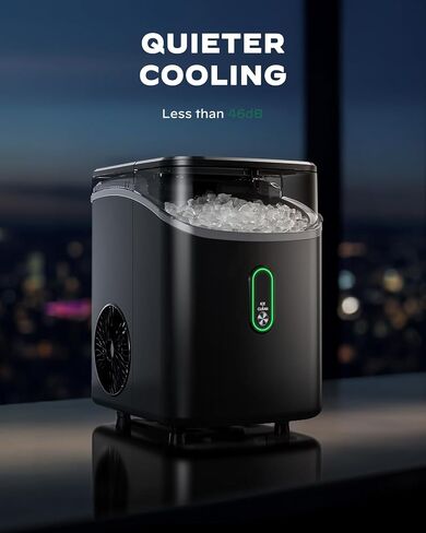 Ice Maker Machine for Countertop, 9 Ice Cubes Ready in 6 Minutes, 26lbs in 24Hrs Portable Ice Maker Machine Self-Cleaning, 2 Sizes of Bullet-Shaped Ice for Home Kitchen Office Bar Party in Saudi Arabia