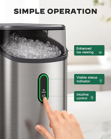 Ice Maker Machine for Countertop, 9 Ice Cubes Ready in 6 Minutes, 26lbs in 24Hrs Portable Ice Maker Machine Self-Cleaning, 2 Sizes of Bullet-Shaped Ice for Home Kitchen Office Bar Party in Saudi Arabia