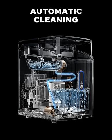 Ice Maker Machine for Countertop, 9 Ice Cubes Ready in 6 Minutes, 26lbs in 24Hrs Portable Ice Maker Machine Self-Cleaning, 2 Sizes of Bullet-Shaped Ice for Home Kitchen Office Bar Party in Saudi Arabia