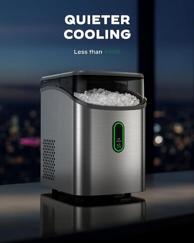 Ice Maker Machine for Countertop, 9 Ice Cubes Ready in 6 Minutes, 26lbs in 24Hrs Portable Ice Maker Machine Self-Cleaning, 2 Sizes of Bullet-Shaped Ice for Home Kitchen Office Bar Party in Saudi Arabia