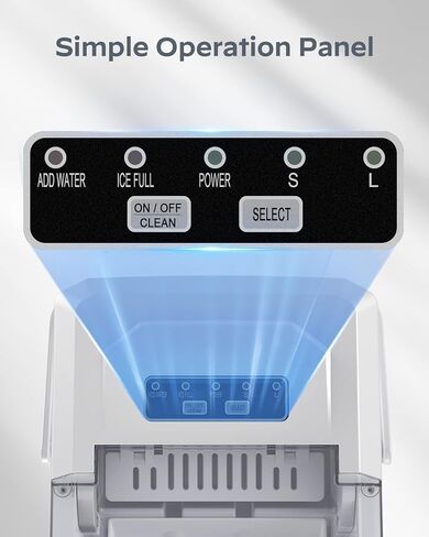 Ice Maker Machine for Countertop, 9 Ice Cubes Ready in 6 Minutes, 26lbs in 24Hrs Portable Ice Maker Machine Self-Cleaning, 2 Sizes of Bullet-Shaped Ice for Home Kitchen Office Bar Party in Kuwait