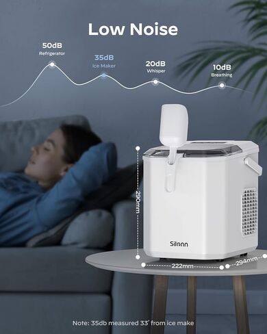 Ice Maker Machine for Countertop, 9 Ice Cubes Ready in 6 Minutes, 26lbs in 24Hrs Portable Ice Maker Machine Self-Cleaning, 2 Sizes of Bullet-Shaped Ice for Home Kitchen Office Bar Party in Kuwait