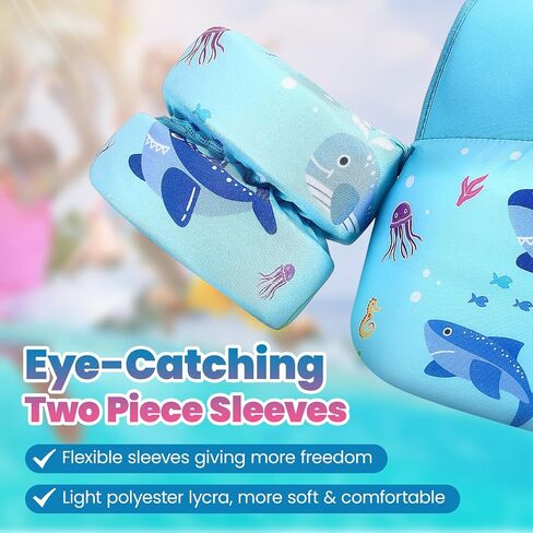 سترة سباحة للأطفال من Heysplash، تطفو عوامات الأطفال الصغار بوزن 33-70 رطلًا، سترة سباحة للأطفال مع حزام قابل للتعديل، سترة سباحة بذراع جناح مائي للأطفال، أداة مساعدة للسباحة على الشاطئ للفتيات من سن 2 إلى 7 سنوات، قوس قزح وحيد القرن in Kuwait