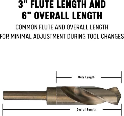 Drill America 22.00mm Reduced Shank Cobalt Drill Bit with 1/2" Shank, D/AMMCO Series in Saudi Arabia