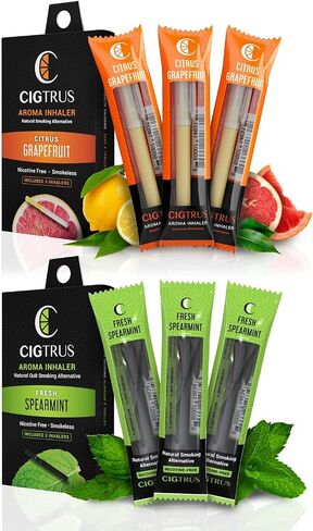 Smokeless Air Inhaler - Smoking Alternative | Tobacco-Free, Nicotine-Free, & Non-Electric | Oral Fixation Relief - Quit Smoking Aid & Vaping Aid | Fresh Spearmint & ICY Peppermint- 6 Pieces in Kuwait