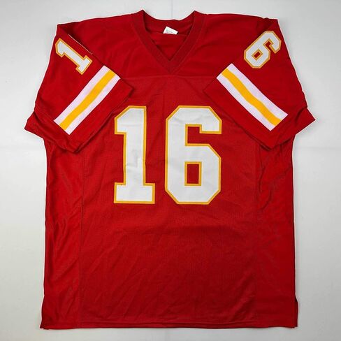 Facsimile Autographed Len Dawson Kansas City Red Reprint Laser Auto Football Jersey Size Men's XL in Saudi Arabia
