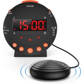 ORIA Vibrating Alarm Clock for Heavy Sleepers, Super Loud Alarm Clock with Bed Shaker, Easy Operation Dual Alarm Clock with Snooze, 0-100% Dimmer and Volume, for Adults, Elderly, Hearing Impaired