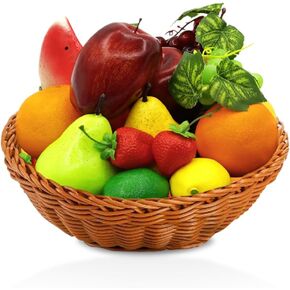 13 Pcs Fake Fruit Artificial Plastic Foam Fruits Faux Simulation Fake Apples Lemons Oranges Strawberries Grapes for Home Kitchen Holiday Party Photography Props Lifelike Decorate