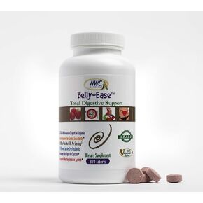 Belly-Ease Healthy Digestive Enzymes Plus Prebiotics & Probiotics, Essential Enzymes, Vegetarian, Better Digestion, Full Spectrum Digestive Solution - 180 Count Chewable Tablets by NWC Naturals