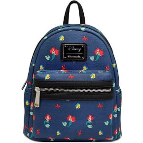Loungefly Disney Little Mermaid Ariel Flounder Sebastian AOP Mini Backpack Blue