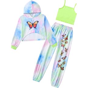 Girls Clothes 3 Piece Outfits Cute Cami Hoodie Sweatpants Fall Winter Tracksuits