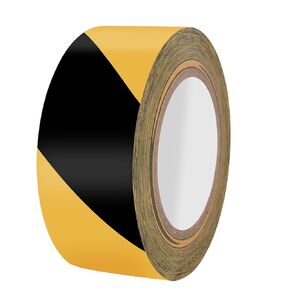 Black & Yellow Caution Tape, Strong Adhesive Floor Tape, Warning Tape for Marking Construction Sites, Waterproof & Wear Resistant Safety Tape for Floors, Pipes and Equipment (1)
