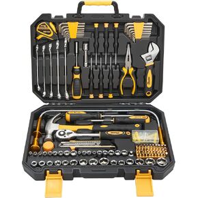 159 Piece Tool Set, General Household Hand Kit, Basic Tool Kit for Home Auto Repair, Plastic Toolbox Storage Case