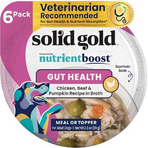 Solid Gold WET FUNCTIONAL DOG, DIGESTIVE, CHICKEN, BEEF & PUMPKIN, 3.5oz Pack of 6