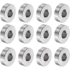 uxcell 12pcs Stainless Steel Spacer 6.2mm Bore x 15mm OD x 4mm Length Screw Bushing Plain Finish Round Metal Spacer for M6 Screws Bolts and Rods