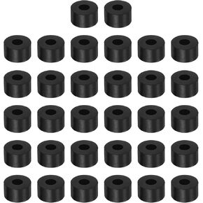 HARFINGTON 32pcs Rubber Spacer 1 Inch OD 0.4 Inch ID 0.6 Inch Thick Neoprene Round Anti Vibration Isolation Pads Isolator Rubber Washers Bushings for Home Cars Boat Accessories, Black