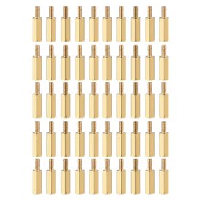 YOKIVE 50 Pcs M2.5 Standoff Screws, Brass Hex PCB Standoffs, Keep Height Consistent, Great for Motherboard (Gold Tone, 12mm+6mm)