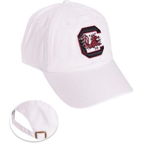 Desert Cactus University of South Carolina Baseball Hat Gamecocks USC Brimmed Embroirderd Hats Cap Adjustable Cloth Strap Adult (Style A1) White