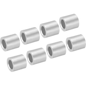 PATIKIL 3/8"/10mm Wire Rope Stop Sleeve,8 Pack Aluminum Crimping Loop Sleeve for Wire Rope and Cable Ferrule,Silver