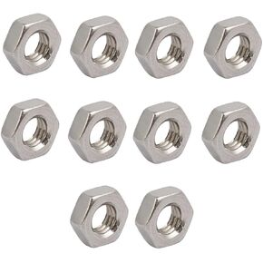uxcell 10pcs M4 x 0.7mm Pitch Metric Thread 304 Stainless Steel Left Hand Hex Nuts