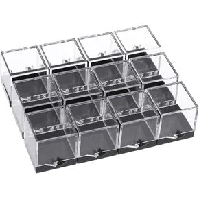 Ciieeo 60 قطعة من صندوق العرض المعدني القياسي، حلق صخري يدعم قاعدة التمثال مع صناديق أغطية لعرض الخرز الكريستالي، حاوية الخرز الكريستالي، عرض صغير من البلاستيك الشفاف in Kuwait