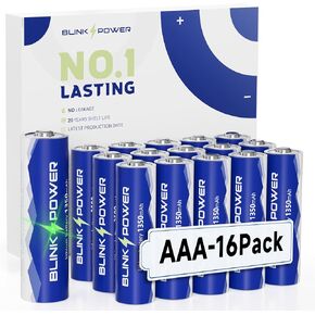 بطاريات Blinkspower™ Triple A ليثيوم AAA، 16 حزمة 1350 مللي أمبير، رقم 1 تدوم 1.5 فولت للأجهزة عالية التصريف 【غير قابلة لإعادة الشحن】