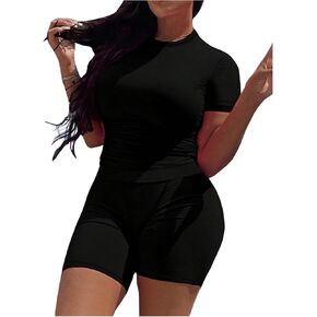 SOLY HUX Women's Plus Size 2 Piece Outfits Short Sleeve T Shirt Tops Biker Shorts Workout Set