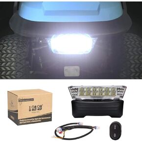 10L0L Club Car Precedent Headlight Kit With Bumper - 12V Front Light Replacement for Club Car Precedent 2004-Up Electric Golf Carts With Short Harness Button Switch