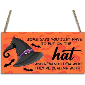 لافتة خشبية ريفية للهالوين، علامة الساحرة، قبعة الساحرة، علامات ترحيب خشبية معلقة، علامات لوحة للمنزل، المزرعة، الباب الأمامي، ديكور الحائط، الخريف، داخلي، خارجي، لوازم حفلات الهالوين 12 × 6 بوصات in Kuwait