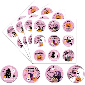 9 عبوات من 90 قطعة من ملصقات الهالوين الوردية، ملصقات شبح الهالوين المقاومة للماء من الفينيل الوردي المخيف لعيد الهالوين، ملصقات ختم لحقيبة الحلوى، هدايا تغليف لوازم ديكور الحفلات in Kuwait