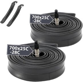 MOHEGIA 2-Pack Bike Inner Tubes: 700C x25C-28C /32C-35C Bicycle Inner Tube FV 48 mm Presta Valve with 2 Tire Levers Included
