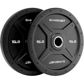 GYMENIST Bumper Plates is Made for 2 Inch Olympic Bars, Available from 10 LB up to 55 LB Black Or Multi Color Premium Commercial Gym